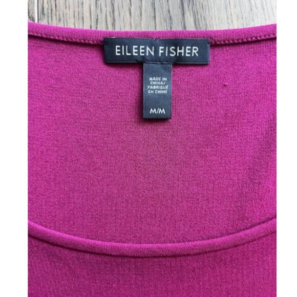 Eileen Fisher 100% Silk Sleeveless Tunic Blouse Size M Cranberry Pink Red - Picture 2 of 7